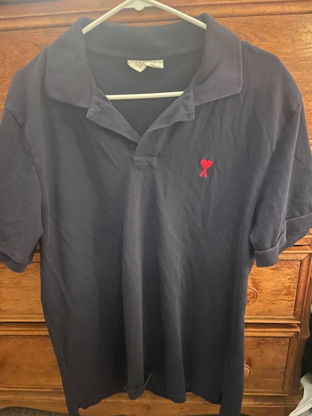 Ami Paris Ami De Coeur Navy Blue Polo Size XXL